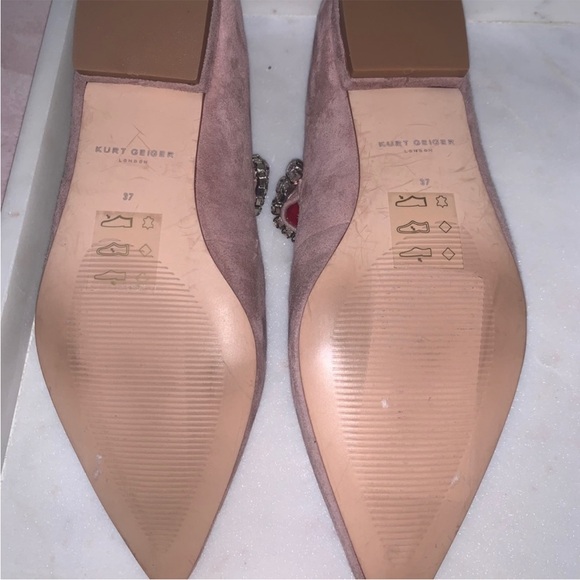 NWOT • Kurt Geiger “Kingly” Mauve Mary Jane Rhinestone Suede Flats • EU Size 37 - Picture 6 of 9